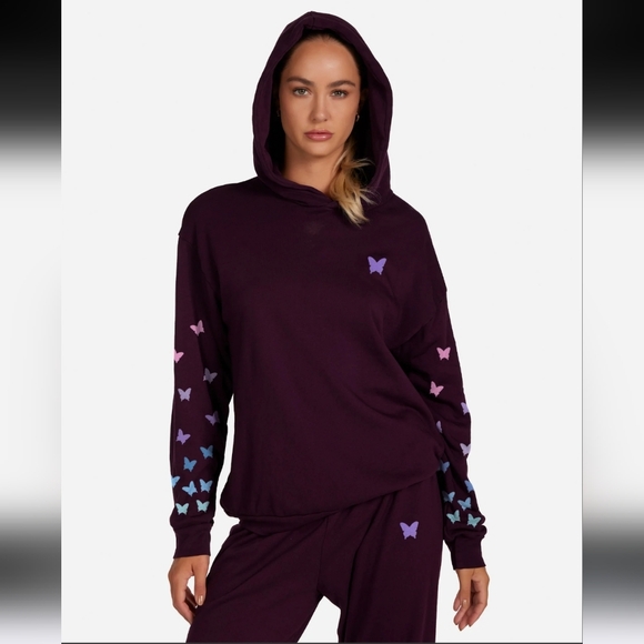 Lauren Moshi Harmony Ombre Butterfly Happyface hoodie - Picture 3 of 14